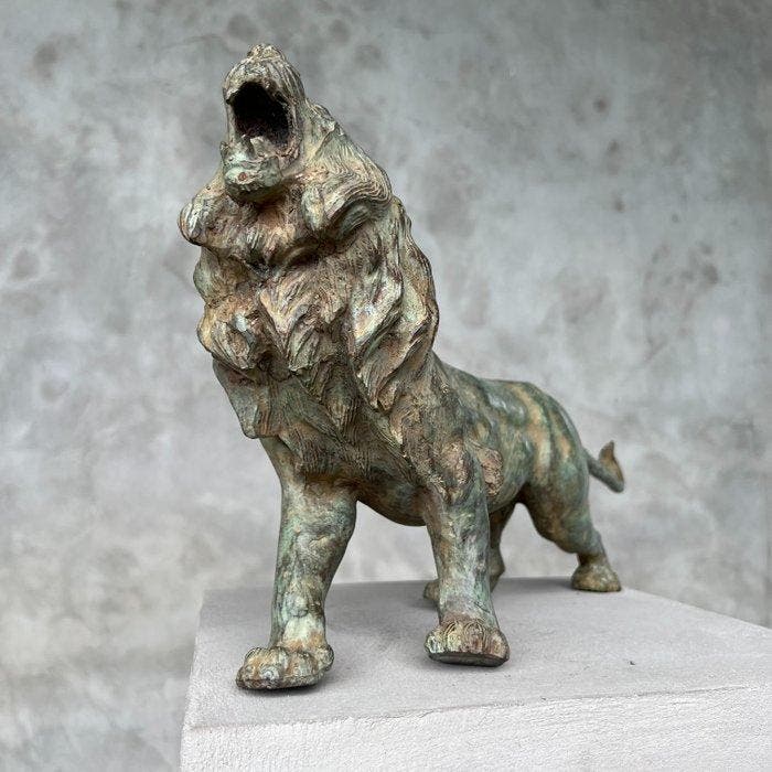 Figure - Leeuw - Bronze, Antiek en Kunst, Curiosa en Brocante