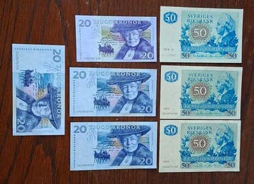 Suède. - 93 banknotes - total of 805 SEK - various dates