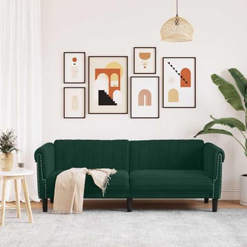 vidaXL Driezitsbank / zetel fluweel donkergroen, Maison & Meubles, Canapés | Salons, Verzenden