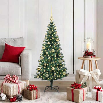 vidaXL Kunststof Voorverlichte Kerstboom Groen 120 cm PVC en, Verzenden