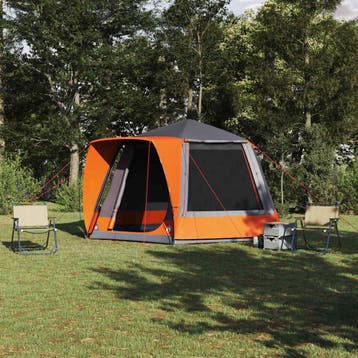 vidaXL Camping Tent Grijs en oranje 420 x 420 x 227 cm, Verzenden, Nieuw