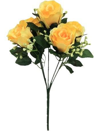 Zijden roos sweety rozenboeketje yellow met gips 5 knoppen