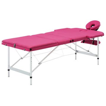 vidaXL Massagetafel inklapbaar 3 zones aluminum roze, Verzenden