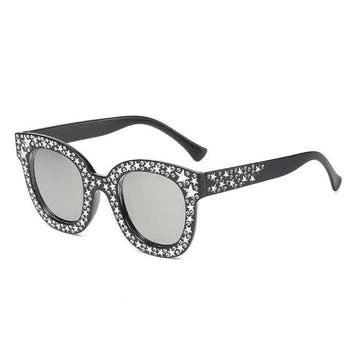 Oversized Mozaïek Zonnebril voor Dames - Retro Catwalk Bril, Verzenden