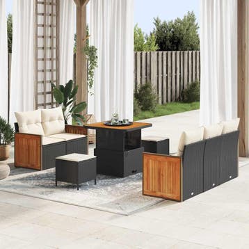 vidaXL Tuinbank Set 10 st 7-Aantal zitplaatsen Zwart en, Verzenden