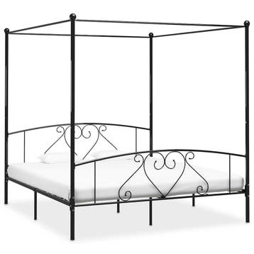 vidaXL Hemelbedframe metaal zwart 180x200 cm, Huis en Inrichting, Verzenden, Nieuw