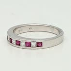 Bague - 18 carats Or blanc Rubis - Diamant