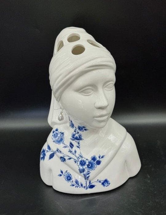 Delfts Blauw - Vase - Porcelaine, Céramique - La jeune fille, Antiek en Kunst, Antiek | Glaswerk en Kristal