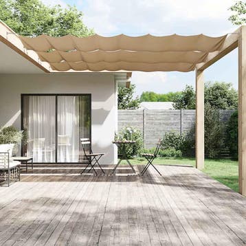 vidaXL Luifel verticaal 140x800 cm oxford stof taupe, Verzenden, Nieuw