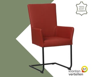 Leren eetkamerstoel Dry met armleuning - Toledo Red (rood), Huis en Inrichting, Stoelen, Nieuw, Leer, Ophalen of Verzenden, Rood