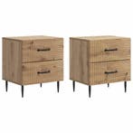 vidaXL Nachtkastje met lade 2 pcs Artisanaal eiken 43 x 34,5, Verzenden, Nieuw