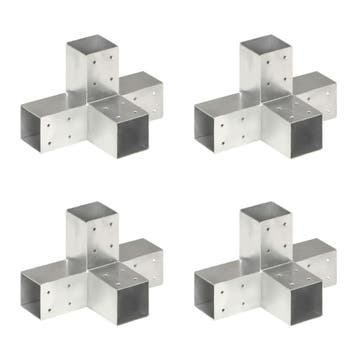 vidaXL Paalverbindingen 4 st X-vorm 71x71 mm gegalvaniseerd, Verzenden
