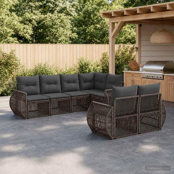 vidaXL Tuinbank Set 7 st 7-Aantal zitplaatsen Grijs en, Verzenden, Nieuw