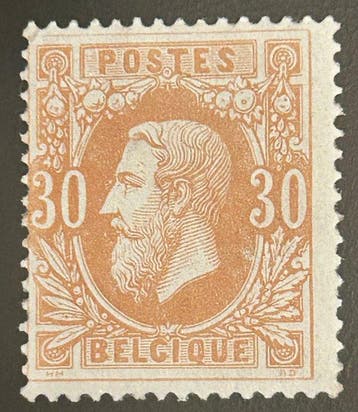 België 1869/1883 - Leopold II : 30c Okerrood/Roodoker (in 2, Timbres & Monnaies