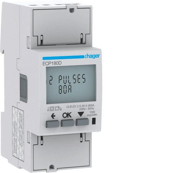 Hager Elektriciteitsmeter - ECP180D, Doe-het-zelf en Bouw, Elektriciteit en Kabels, Verzenden