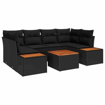 vidaXL Tuinbank Set 6 st Zwart Poly rattan, Verzenden, Nieuw