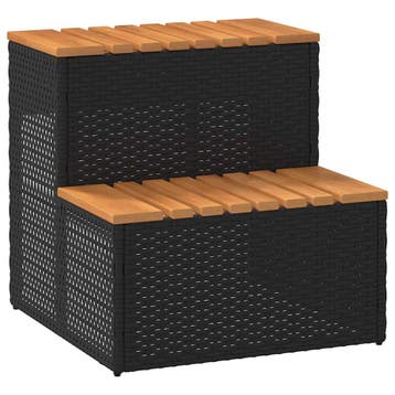 vidaXL Hottub-opstap 50x50x50,5cm poly rattan&massief, Verzenden