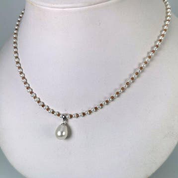 Halsketting Zilver Parel - Parel - Akoya-SSP Ø9x11,5MM Stone, Nieuw