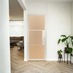 Stalen Binnendeur - 3 Vlaks - Wit - Mat glas - Met slot, Minder dan 80 cm, Binnendeur, Nieuw, Metaal