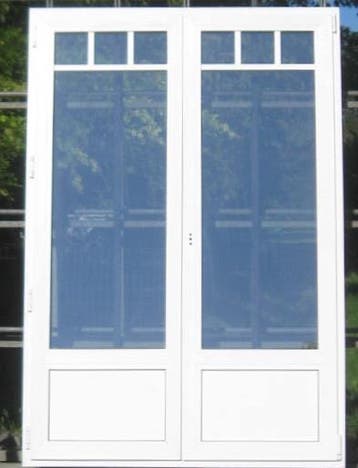 pvc terrasraam , raam , chassis 148 x 218 wit / kwartsgrijs, Ophalen of Verzenden, Deurkozijn