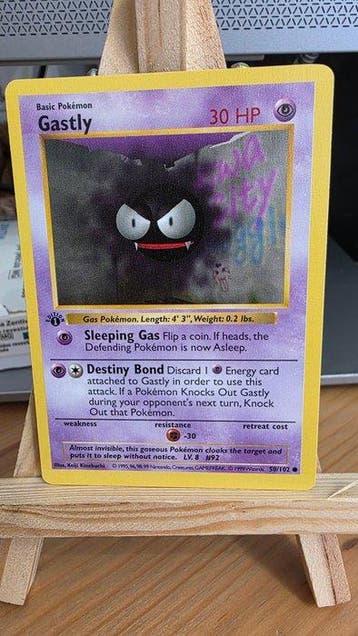 Pokémon - 14 Card - Shadowless 1st Gastly #50/102,1st