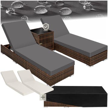 2 rotan ligstoelen met aluminium frame en tafel, Tuin en Terras, Tuinsets en Loungesets, Verzenden, Nieuw