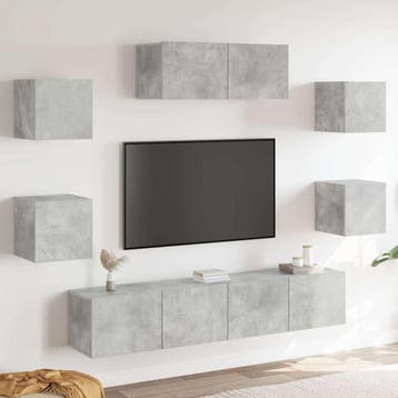 vidaXL 7-delige Tv-meubelset bewerkt hout betongrijs, Verzenden