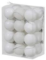 Kerstballen kunststof onbreekbaar Wit combi 4 cm 24 stuks, Nieuw