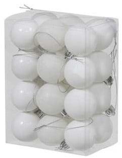 Kerstballen kunststof onbreekbaar Wit combi 4 cm 24 stuks, Nieuw