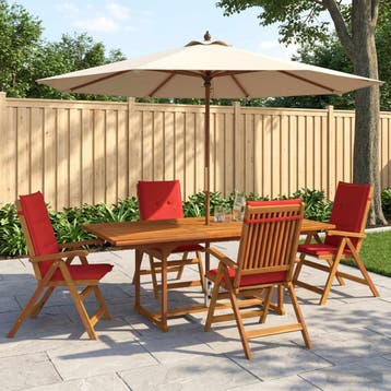 vidaXL 5-delige tuin eetset Naturel Massief Acacia Hout, Verzenden