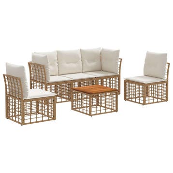 vidaXL Buiten bank set 6 pcs Natuurlijk en Crème Wit, Verzenden, Nieuw