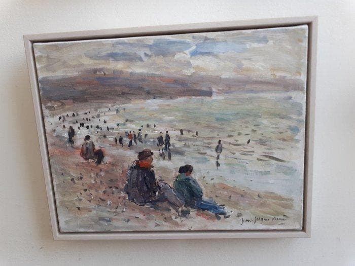 Jean-Jacques Rene (1943) - Strand Dieppe, Antiek en Kunst, Kunst | Schilderijen | Klassiek