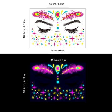 Gezicht Sticker Glow in the Dark FA-011, Verzenden