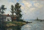 Barend Brouwer (1872-1936) - De Rijn bij Milligen, Antiek en Kunst