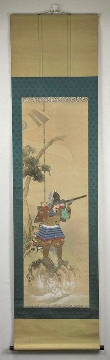 Antieke samurai-krijger hangende rol, handgeschilderd -
