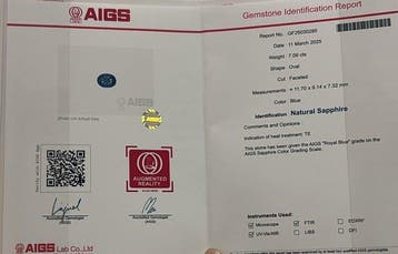 1 pcs Saphir - 7.09 ct - Asian Institute of Gemological, Nieuw