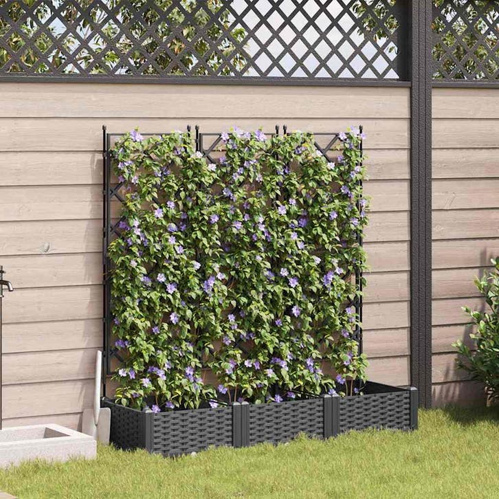 vidaXL Tuin Plantpot 3 st Zwart 120 x 40 x 125,5 cm PP, Jardin & Terrasse, Pots de fleurs, Envoi