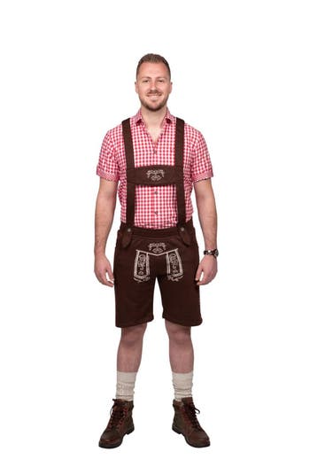 Trachtenhosen mit Aufdruck, braun, Verzenden, Nieuw
