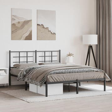 vidaXL Bedframe met hoofdbord metaal zwart 160x200 cm, Verzenden, Nieuw