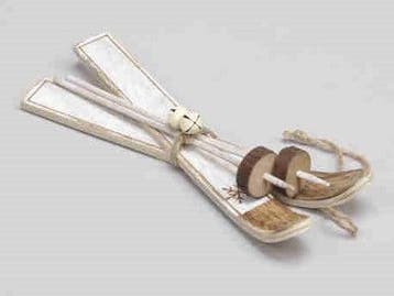 Houten Skieën Skiset Wit hanger 17 cm, Nieuw
