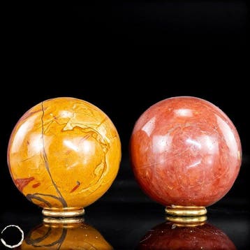 Prachtige Picture Jasper Kugel Set- 1086.61 g - (2)