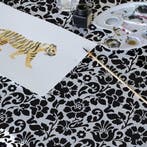 MEGA DEAL: Doorzichtig tafelzeil Barock zwart 250x140cm, Nieuw