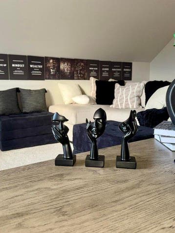 sculptuur, Contemporary Abstract Face Figurines – 3 Piece