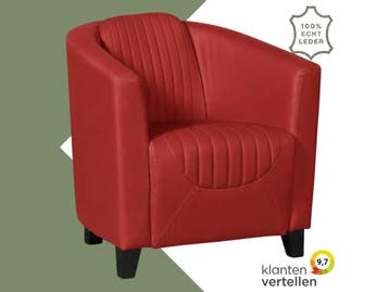Leren fauteuil Press Special - Toledo Ducati (rood) - Poten, Nieuw, Ophalen of Verzenden, Eigentijds, Klassiek, Retro, Romantisch, Vintage