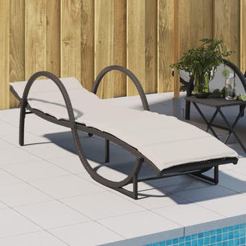 vidaXL Ligbed met kussen 60x199x42 cm poly rattan zwart, Verzenden