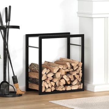 vidaXL Haardhoutrek 50x28x56 cm staal matzwart, Tuin en Terras, Brandhout, Verzenden