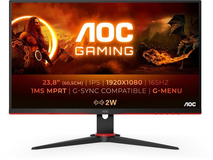 AOC 24G2SPAE - Gaming Monitor - 165Hz 1ms - Rood Zwart, Computers en Software, Monitoren, Zo goed als nieuw, Verzenden