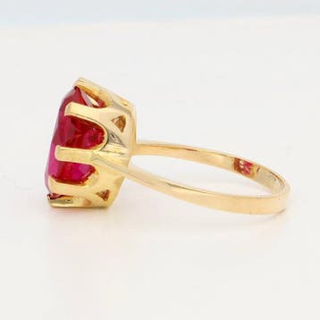 Ring - 18 karaat Geel goud Robijn, Nieuw