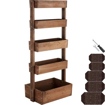 tectake Plantenbak Flora, gelakt hout, met plantenfolie - br, Verzenden, Nieuw