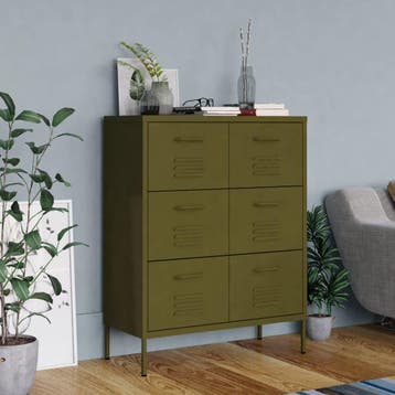 vidaXL Ladekast 80x35x101,5 cm staal olijfgroen, Verzenden